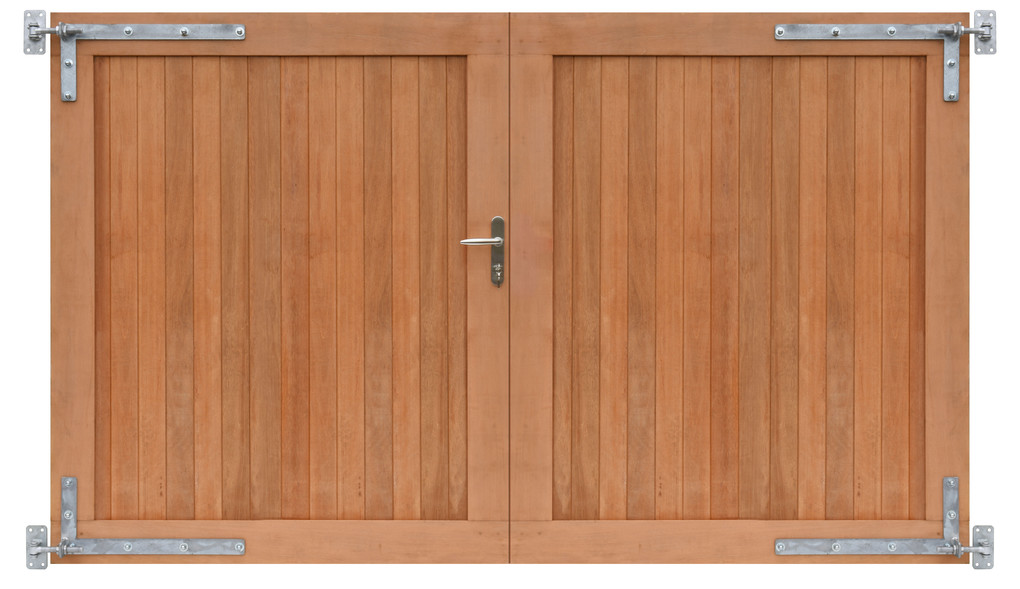 Ports | Bois franc | 300 x 180 cm | Porte d'entr&eacute;e double | verticale | incl. p&acirc;te | Plan&eacute; | Non trait&eacute; |